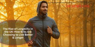 Man jogging on a park path during a golden autumn morning.