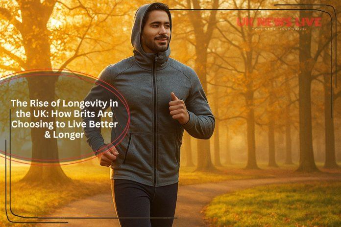 Man jogging on a park path during a golden autumn morning.