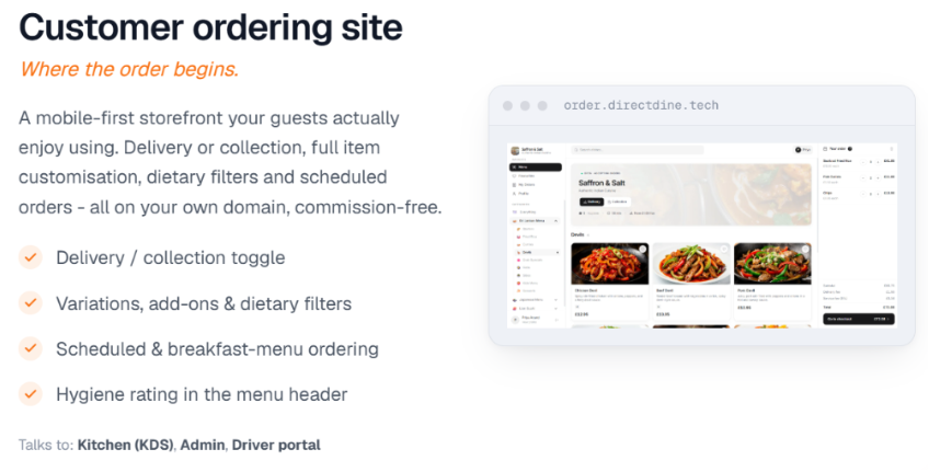 Direct-Dine-customer-ordering-site