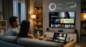 viewer-watches-a-smart-TV-with-an-advertisement-between-streaming-shows