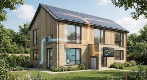 house-with-rooftop-solar-panels-powering-an-efficient-air-conditioning-system