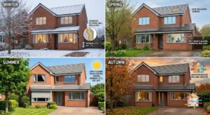 UK-residential-home-during-changing-seasonal-weather.