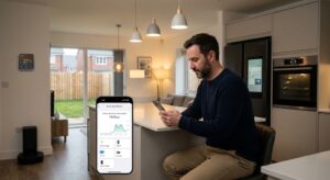 homeowner-using-a-smartphone-to-monitor-household-works