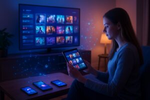 person-browsing-personalised-films-music-and-gaming-recommendations