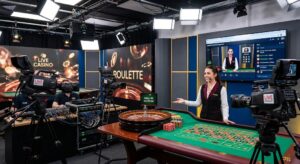 professional-live-casino-studio-with-a-dealer-at-a-roulette-table-and-multiple-broadcast-cameras